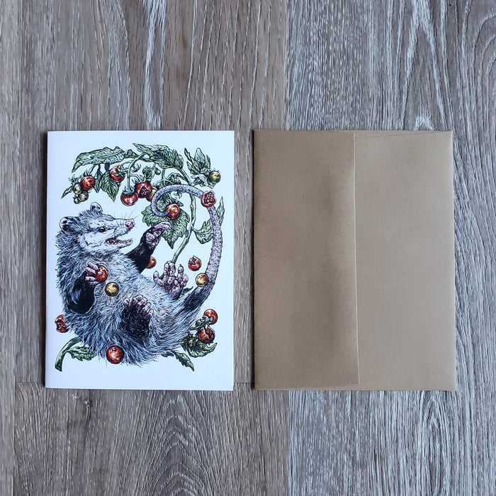 Opossum & Tomatoes Greeting Card