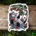 Opossum with Tomatoes Transparent Vinyl Sticker