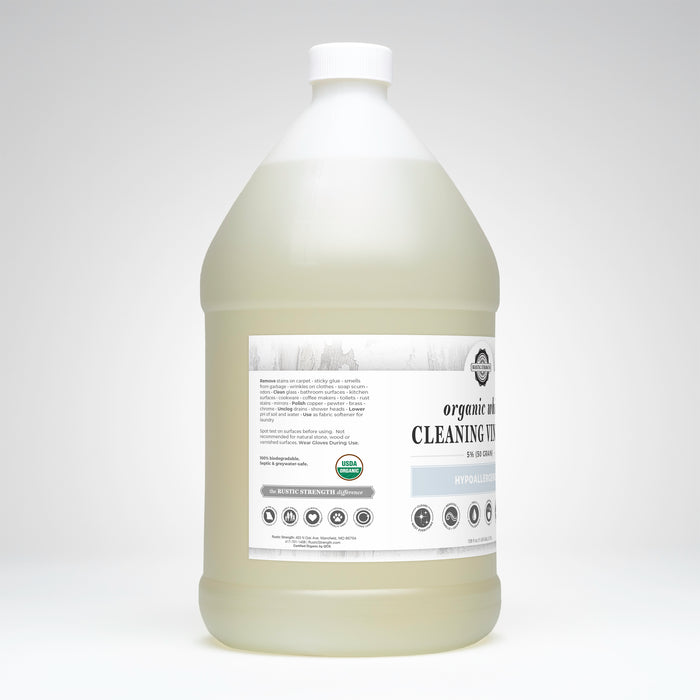 Rustic Strength, Organic White Cleaning Vinegar 5% (50 grain),128 oz Plastic,Unscented