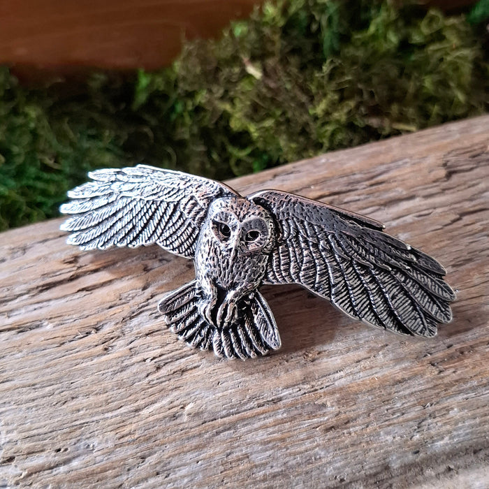 Owl Pewter Hair Barrette