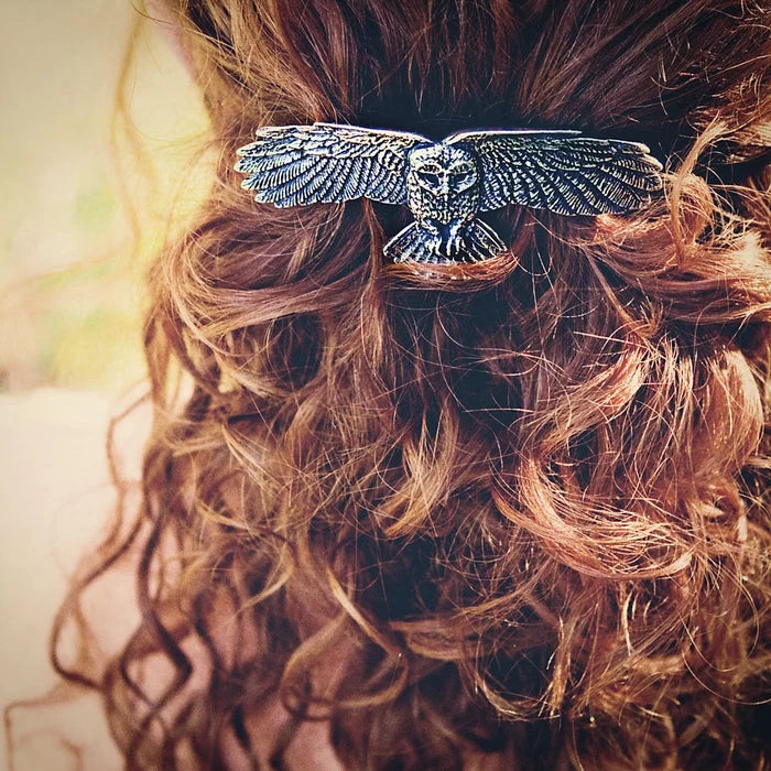 Owl Pewter Hair Barrette