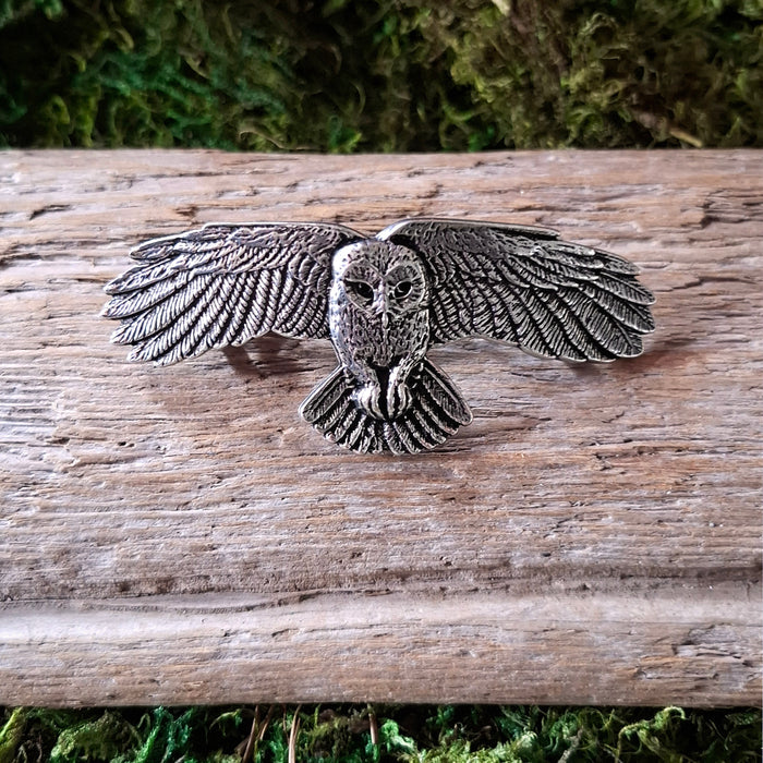 Owl Pewter Hair Barrette