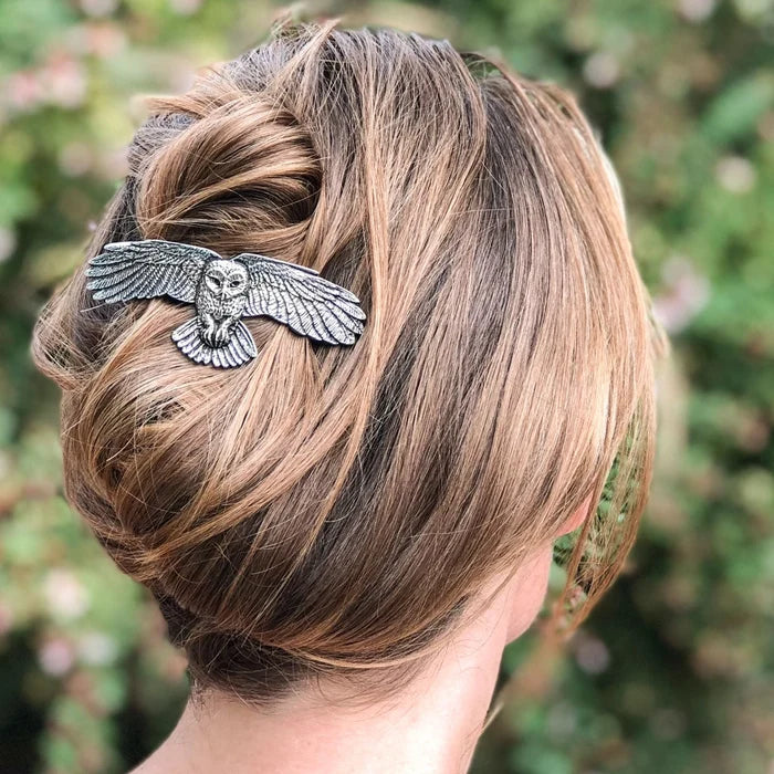 Owl Pewter Hair Barrette