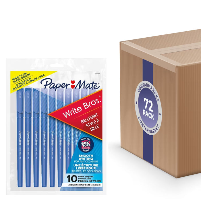 Paper Mate Write Bros. Blue Ink Medium Point 1.0 mm Ballpoint Pens - 10 Ct - 72 Pack