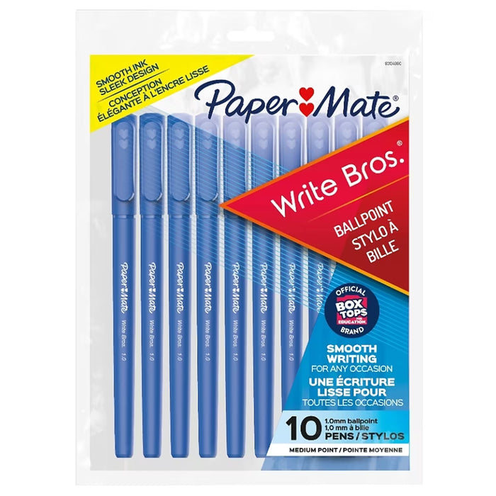 Paper Mate Write Bros. Blue Ink Medium Point 1.0 mm Ballpoint Pens - 10 Ct - 72 Pack