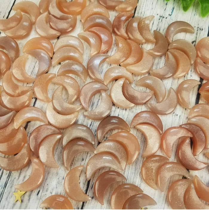 Peach Moonstone Crescent Moons