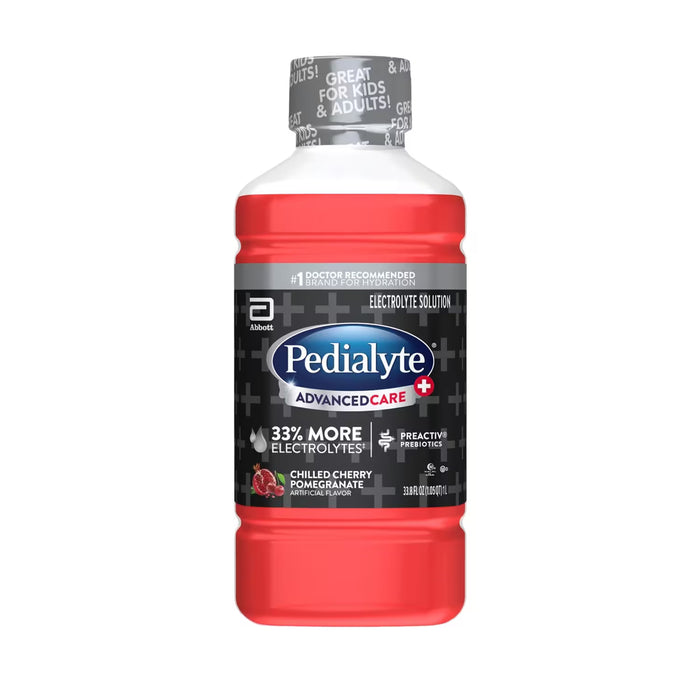 Pedialyte AdvancedCare Plus Iced Cherry Pomegranate Electrolyte Solution - 33.8 oz - 4 Pack