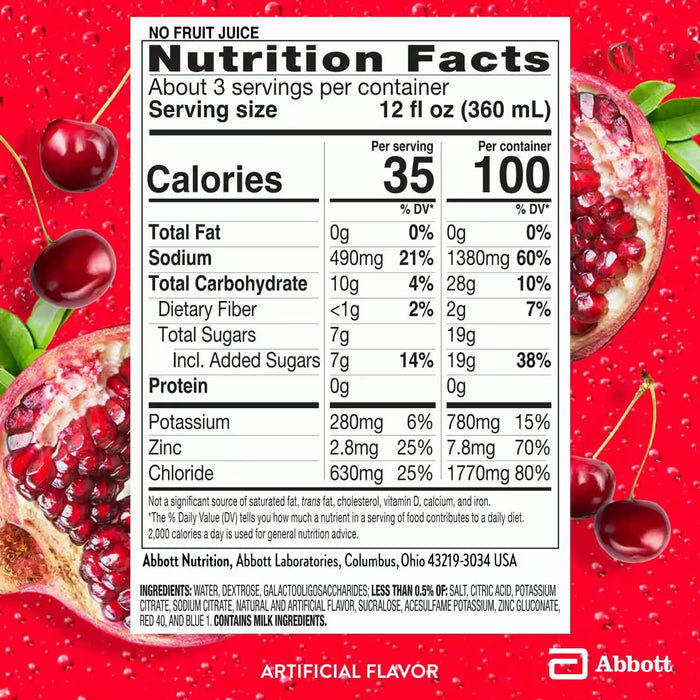 Pedialyte AdvancedCare Plus Iced Cherry Pomegranate Electrolyte Solution - 33.8 oz - 4 Pack
