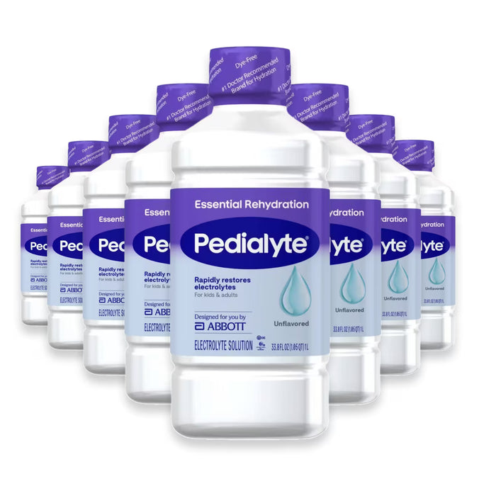 Pedialyte Essential Rehydration Unflavored Electrolyte Solution - 33.8 oz - 8 Pack