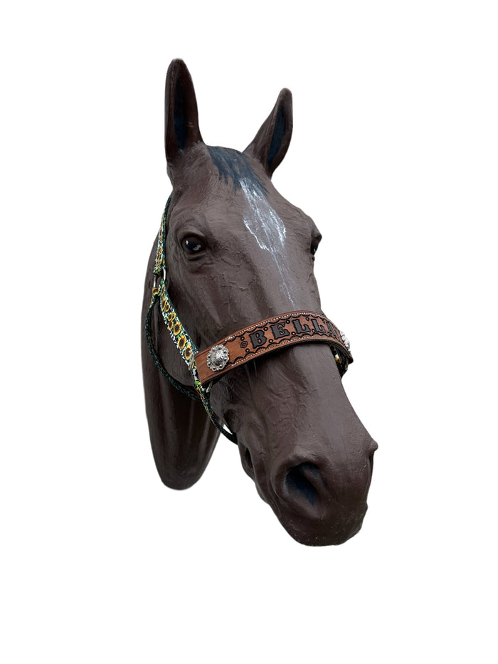 PERSONALIZED cow sunflower print nylon horse halter