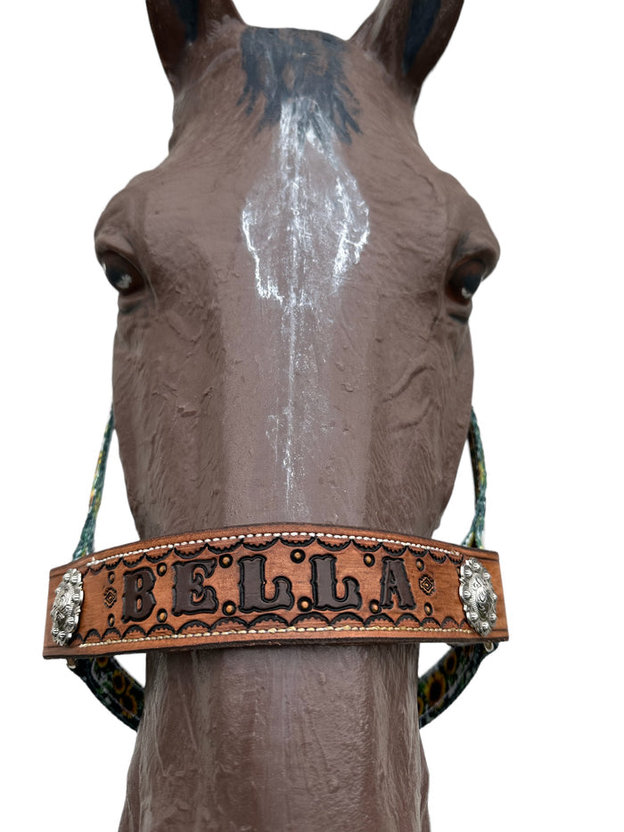 PERSONALIZED cow sunflower print nylon horse halter