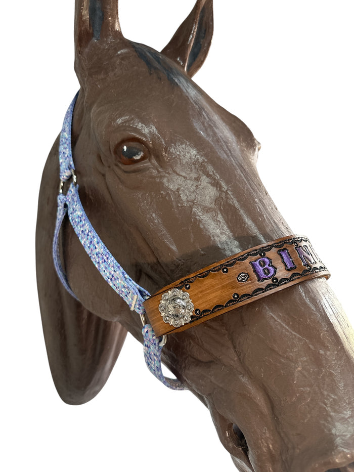 PERSONALIZED purple mosaic print nylon horse halter