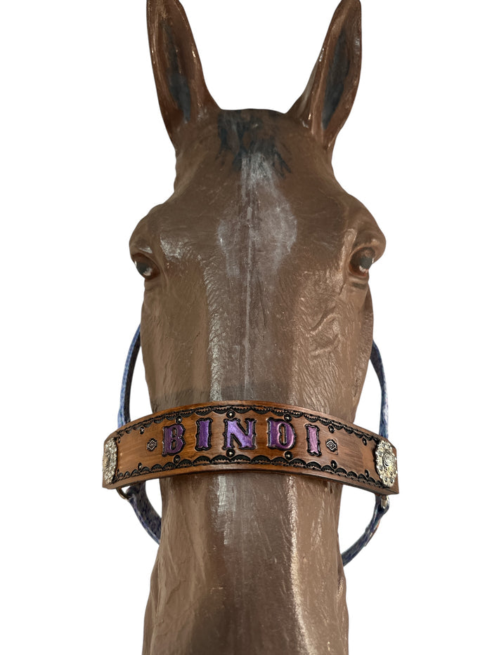 PERSONALIZED purple mosaic print nylon horse halter
