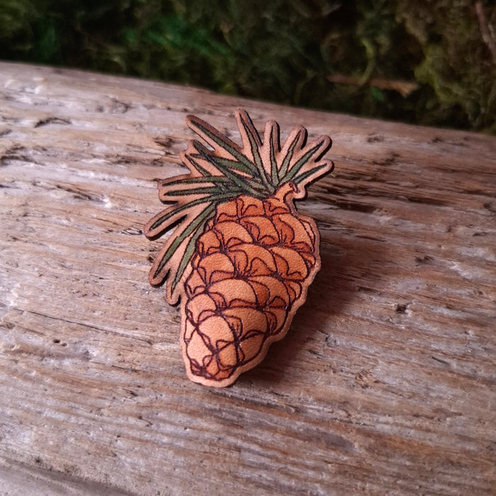 Pine Cone Leather Brooch