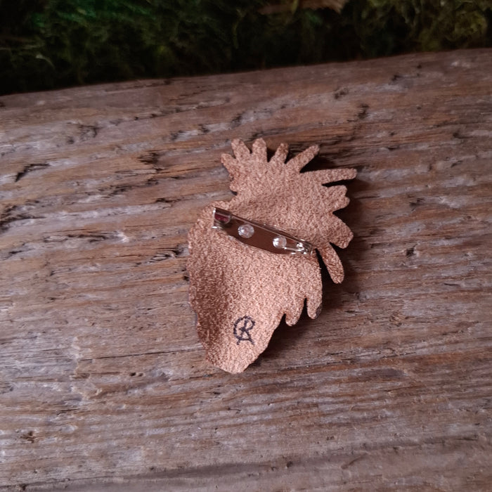 Pine Cone Leather Brooch