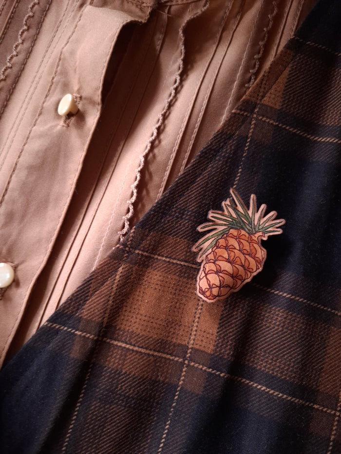 Pine Cone Leather Brooch