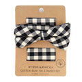 Plaid Cotton Bow Tie & Matching Pocket Square-Black & White