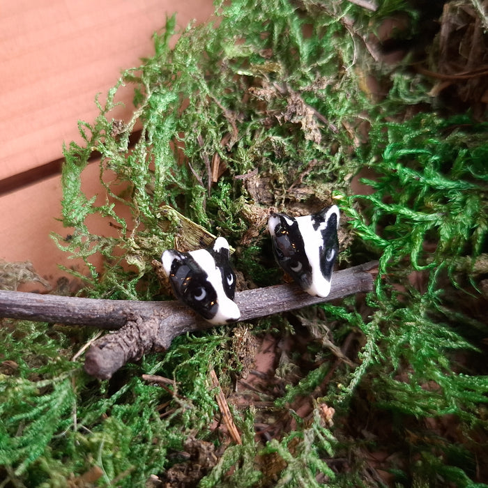 Porcelain Badger Stud Earrings