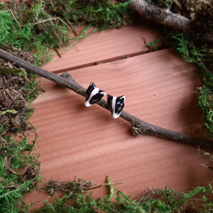 Porcelain Badger Stud Earrings