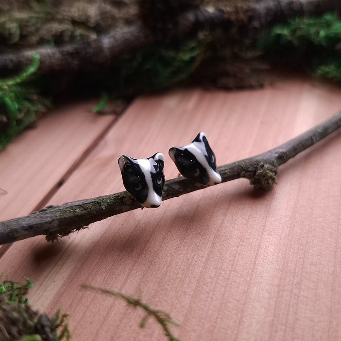 Porcelain Badger Stud Earrings