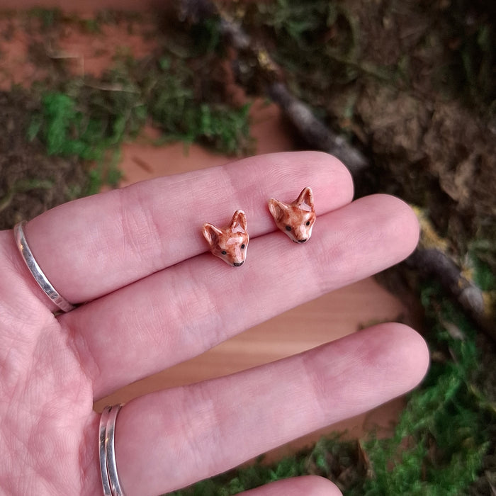 Porcelain Fox Stud Earrings