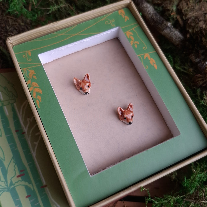 Porcelain Fox Stud Earrings