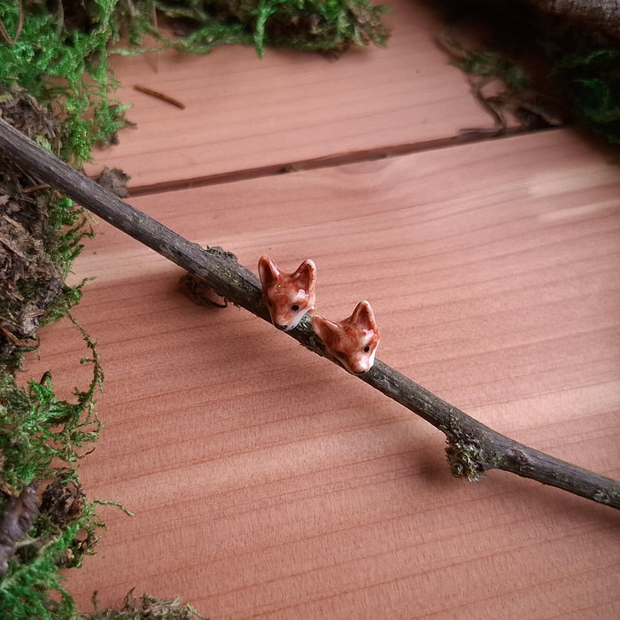 Porcelain Fox Stud Earrings
