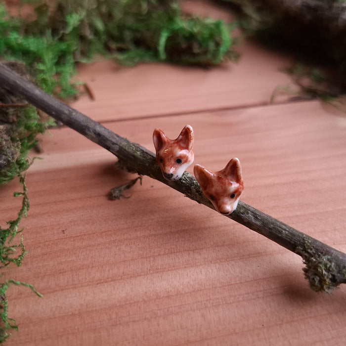 Porcelain Fox Stud Earrings