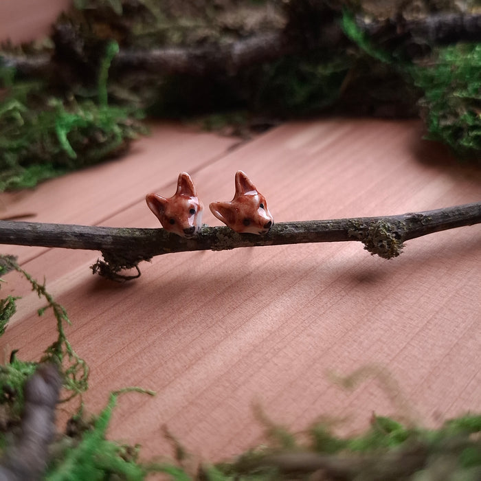 Porcelain Fox Stud Earrings