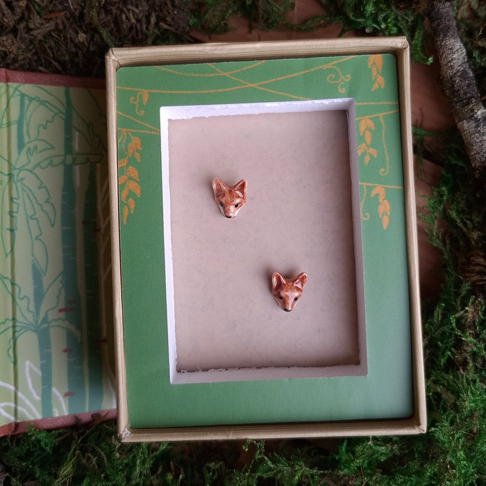 Porcelain Fox Stud Earrings