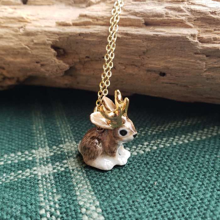 Porcelain Jackalope Pendant
