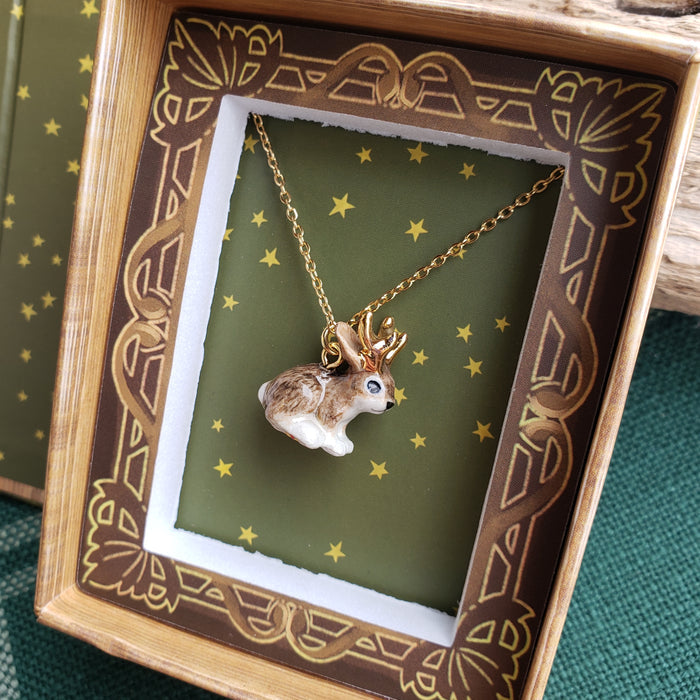 Porcelain Jackalope Pendant