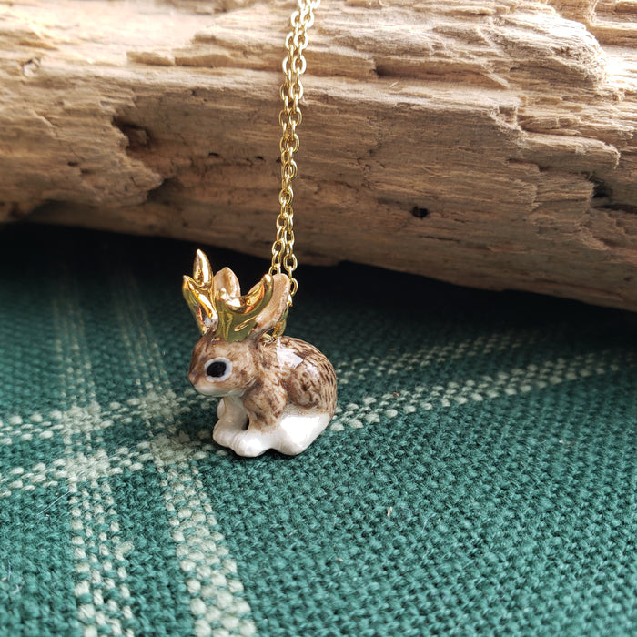 Porcelain Jackalope Pendant