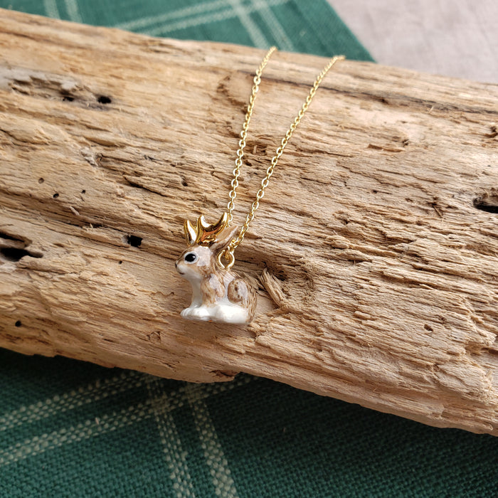 Porcelain Jackalope Pendant