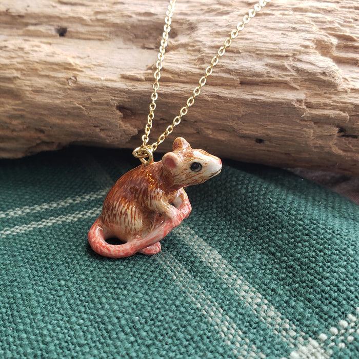 Porcelain Rat Pendant