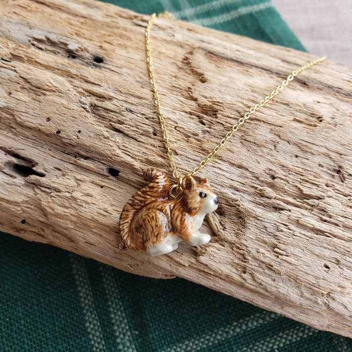 Porcelain Squirrel Pendant