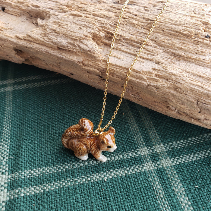 Porcelain Squirrel Pendant