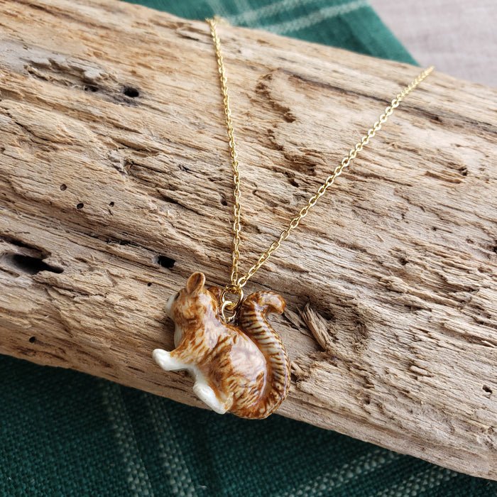 Porcelain Squirrel Pendant