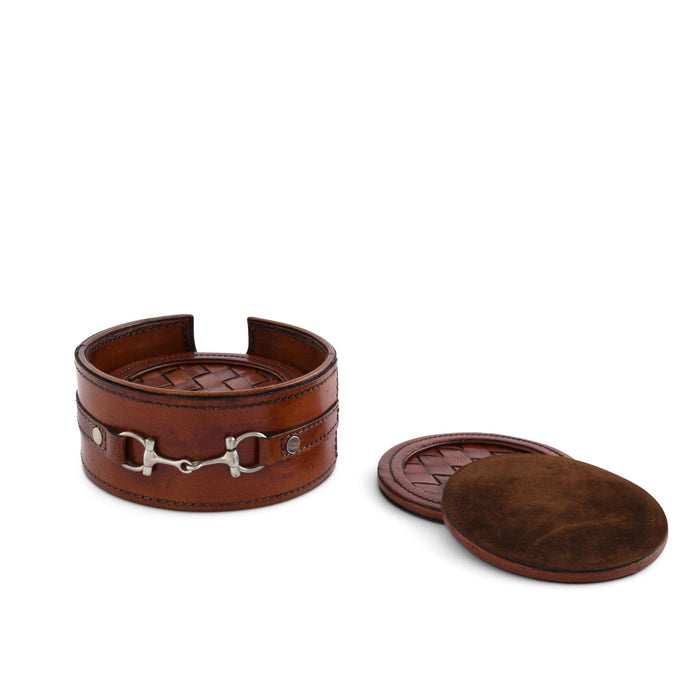 Premium Genuine Leather Coaster Set Bit - Set of 6 [Online Only]