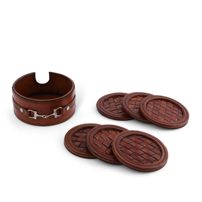 Premium Genuine Leather Coaster Set Bit - Set of 6 [Online Only]