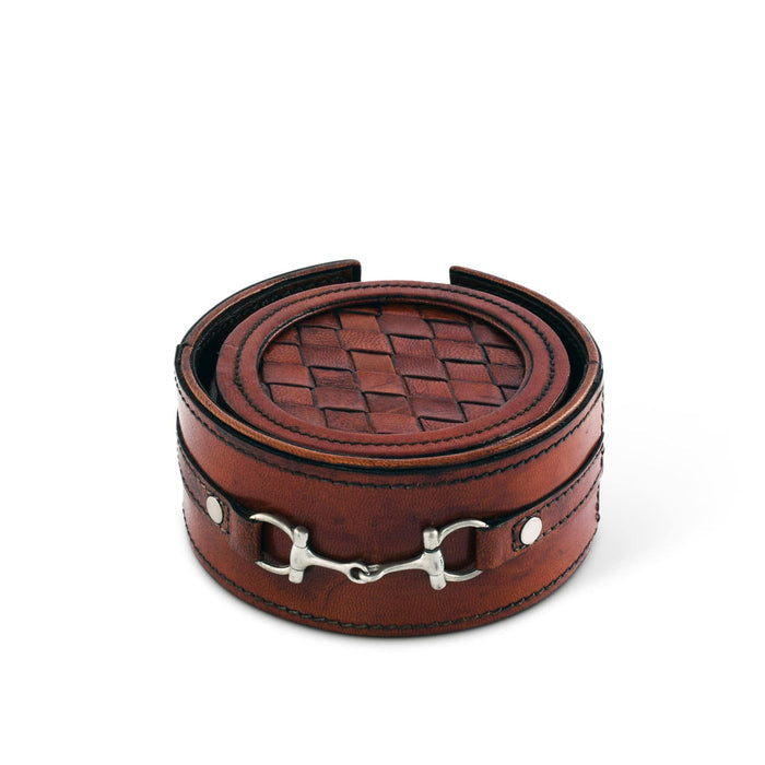 Premium Genuine Leather Coaster Set Bit - Set of 6 [Online Only]