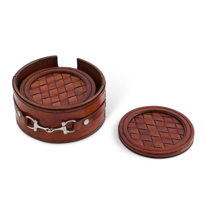 Premium Genuine Leather Coaster Set Bit - Set of 6 [Online Only]
