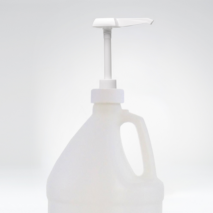Rustic Strength, Pump that fits 1 gallon Glass or Plastic Jug. White, Pictured on a Plastic Jug