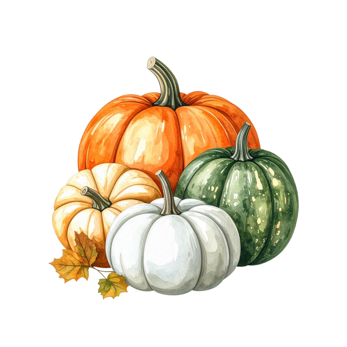 Rustic Strength - botanical image of multicolored pumpkins representing Pumpkin Harvest scent