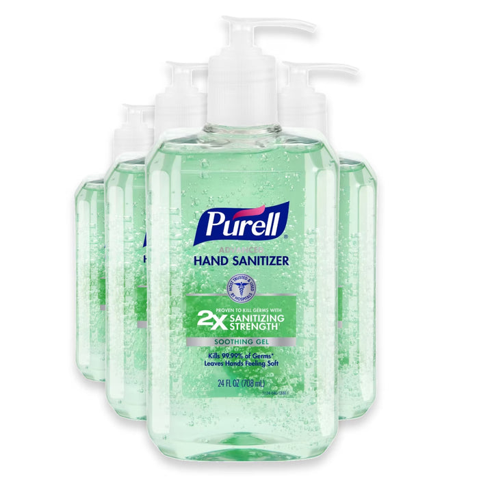 PURELL Advanced Soothing Gel Hand Sanitizer Aloe Scent Pump 24 oz - 4 Pack