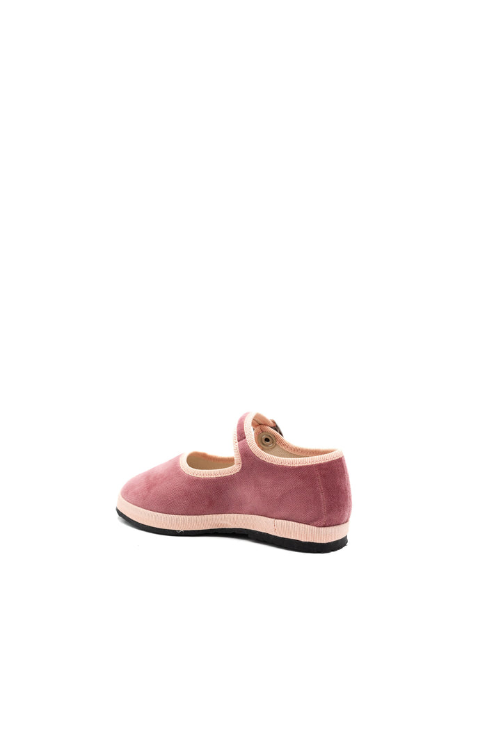 Handcrafted Gondolina Putea Mary Jane Baby in rose velvet, featuring authentic Venetian design, Back view