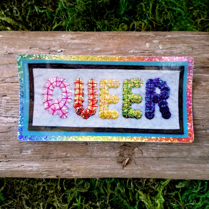 "Queer" Holographic Sequin Vinyl Sticker