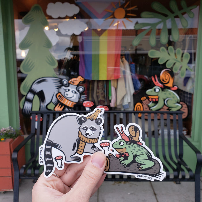 Raccoon & Frog Mural Stickers