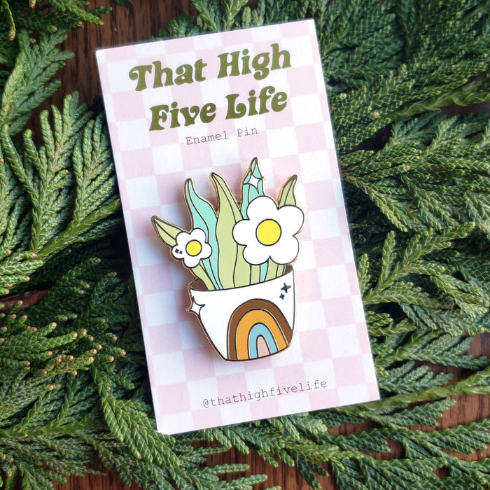 Rainbow House Plant Enamel Pin