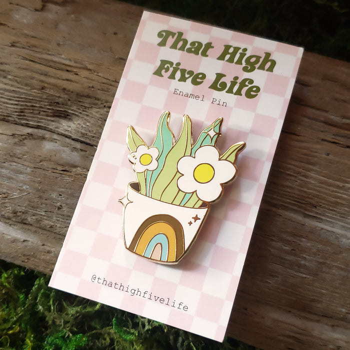 Rainbow House Plant Enamel Pin
